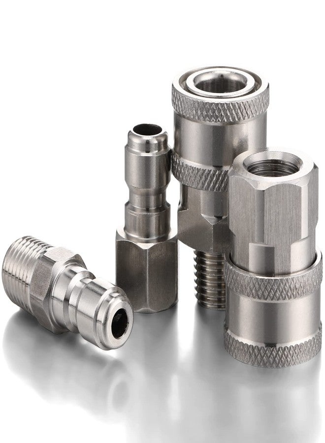 Shimeyao 2 Sets NPT 1/4 Inch Pressure Washer Coupler Quick Connect Plug Male Female 1/4 Quick Connect Fittings Pressure Washer Adapters Pressure Washer Accessories (External Internal Thread) - Image 5